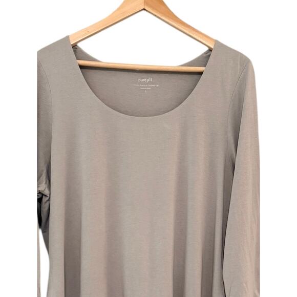 Pure Jill Elliptical Layered Top L Gray Flowy Scoop Versatile Comfy Minimalist - Picture 7 of 7